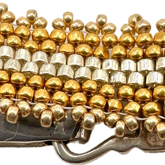 New Elegant Thin Sterling Silver & Gold Bead Bracelet, Excellent Condition - Picture 5 of 13